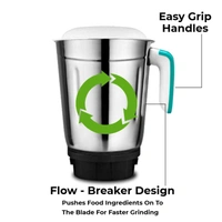 Inalsa  Inalsa Mixer Grinder Jazz Pro -550W with 3 Stainless Steel Jars ( White/Green ) - 550, White and Green