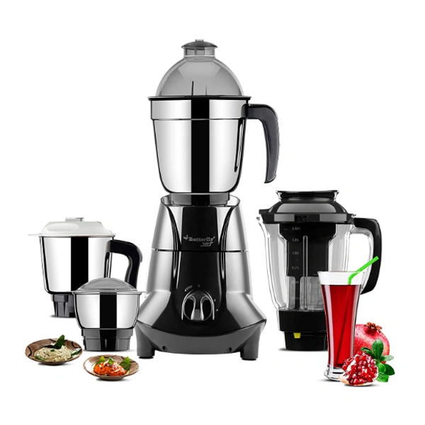 Butterfly Jet Elite Mixer Grinder, 750W, 4 Jars (Grey) - 750 Watts, Grey