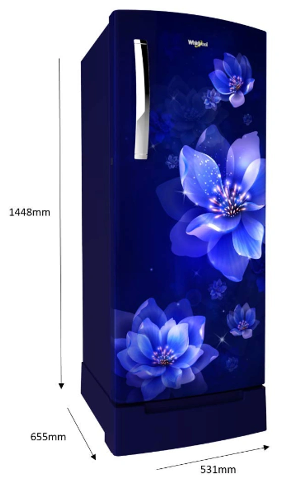 Whirlpool 200 L 4 Star Inverter Direct-Cool Single Door Refrigerator (215 ICEMAGIC PRO ROY 4S INV, Sapphire Mulia, Base Stand) - 200 Litres, Sapphire Mulia