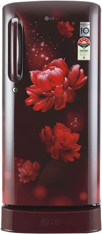 LG 190 L 4 Star Inverter Direct-Cool Single Door Refrigerator (GL-D201ASCY, Scarlet Charm, Base stand with Drawer) - 190 Litres, Red