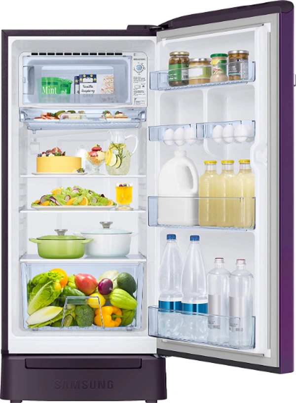 Samsung 198 L 4 Star Inverter Direct-Cool Single Door Refrigerator (RR21T2H2XCR/HL, Camellia Purple, Base Stand with Drawer) - 198 Litres, Camellia Purple