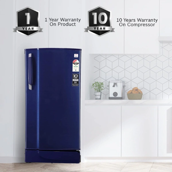 Godrej  Godrej 190 L 3 Star Inverter Direct-Cool Single Door Refrigerator with Jumbo Vegetable Tray (RD 1903 EWHI 33 STL BL, Steel Blue, Inverter Compressor) - 190 Litres, Blue