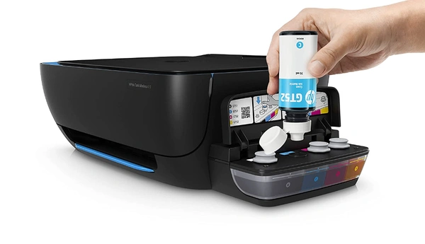 HP Ink Tank 419 WiFi Colour Printer, Scanner and Copier for Home/Office, High Capacity Tank (15,000 Black and 8000 Colour), Low Cost per Page (10p for B/W and 20p for Colour), Borderless Print - 419, Black
