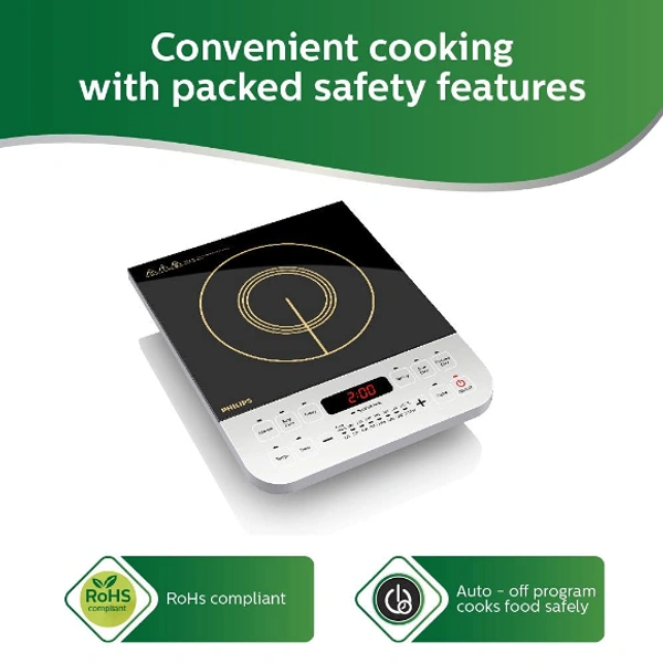 Philips Viva Collection HD4928/01 2100-Watt Induction Cooktop (Black) - 2100 Watt, Black