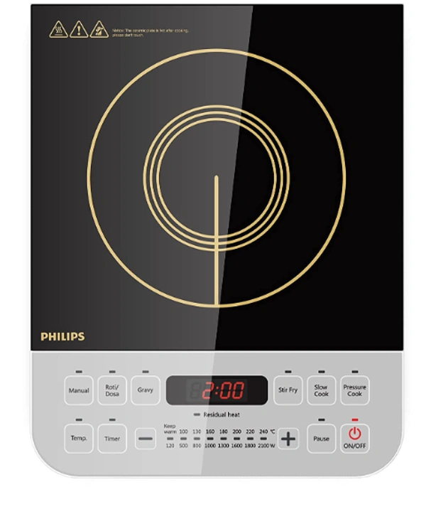 Philips Viva Collection HD4928/01 2100-Watt Induction Cooktop (Black) - 2100 Watt, Black