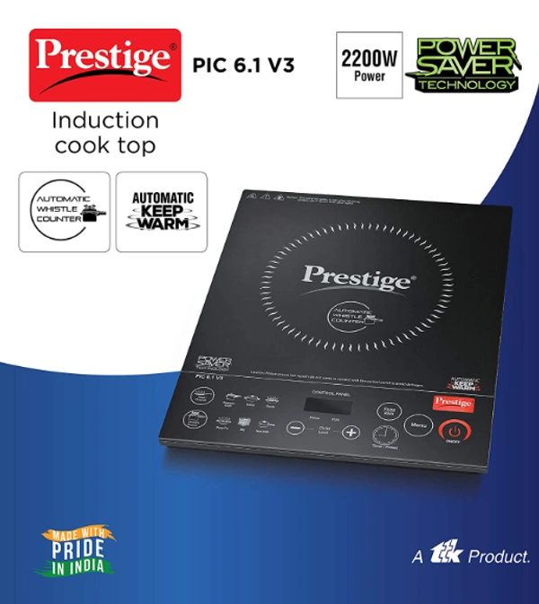 Prestige Induction Cooktop Pic 6.1 V3 2200 Watts - Black - 2200 Watts, Black