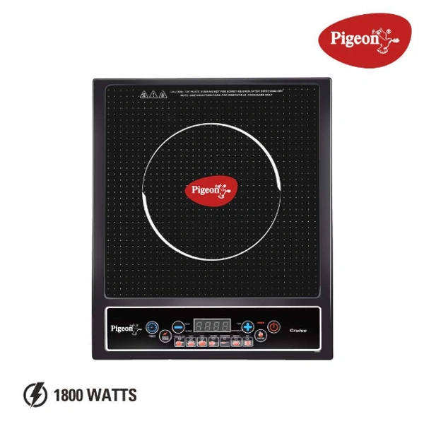 Pigeon Cruise 1800 watt Induction Cooktop (12303) with Touch Button, Induction Stove comes with 7 Preset Menus and Auto-Shut Off features (Black) - 1800 Watts, Black