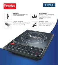 Prestige PIC 16.0+ 1900- Watt Induction Cooktop with Push button (Black) - 1900, Black