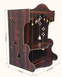 Ethnic Wall Art Wooden Craft with Jingles - Brown