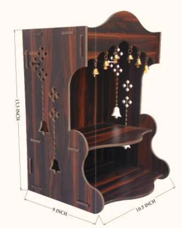 Ethnic Wall Art Wooden Craft with Jingles - Brown