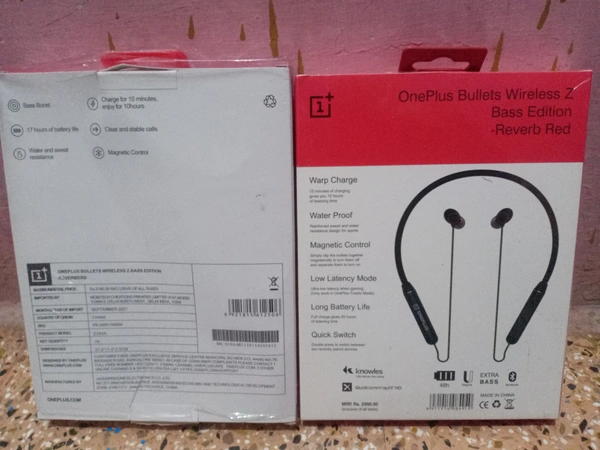 OnePlus Bullets Wireless Z Bass Edition - Reverb Red (OG Pack) - Black