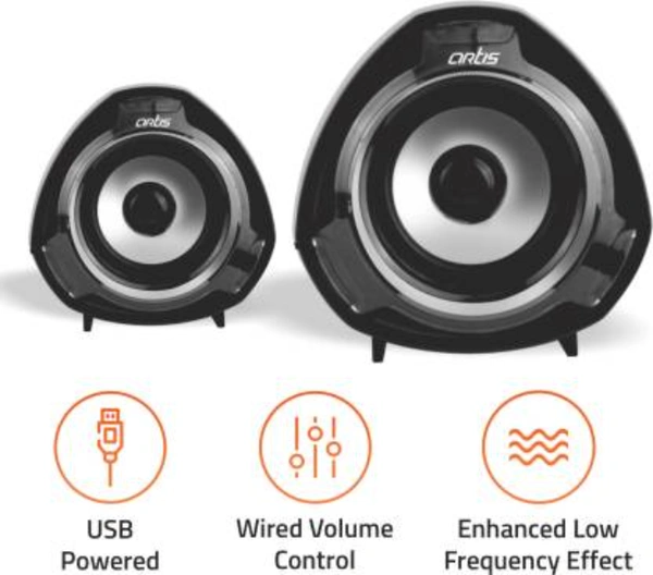 Artis S9 2.0 USB Multimedia Speakers Portable Laptop/Desktop Speaker  (Black, 2.0 Channel) - 22.8 cm x 11 cm x 11 cm