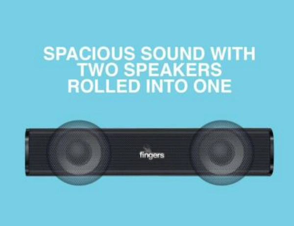 Fingers F2.0 6 W Laptop/Desktop Speaker  (Black, 2.0 Channel) - 31 cm x 6 cm x 6 cm, Black