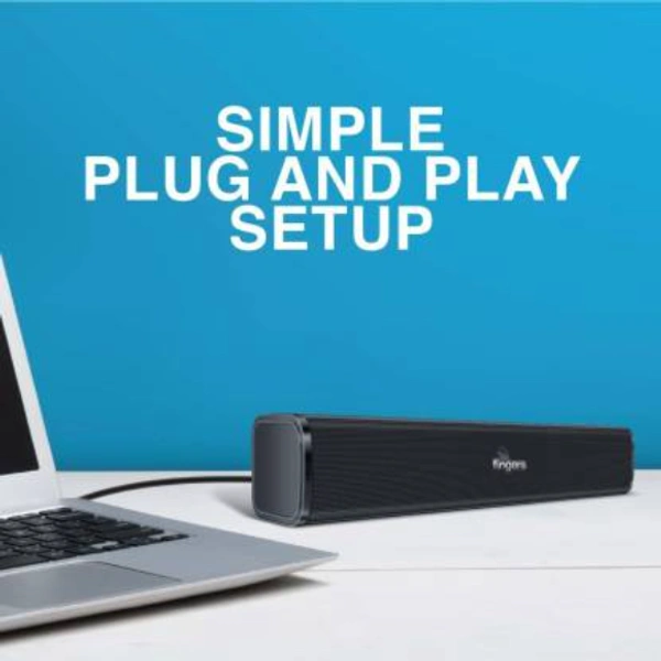 Fingers F2.0 6 W Laptop/Desktop Speaker  (Black, 2.0 Channel) - 31 cm x 6 cm x 6 cm, Black