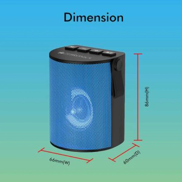 Zebronics ZEB-BELLOW 3 W Bluetooth Speaker  (Blue, Mono Channel) - 6.6 cm x 8.6 cm x 6 cm, Blue