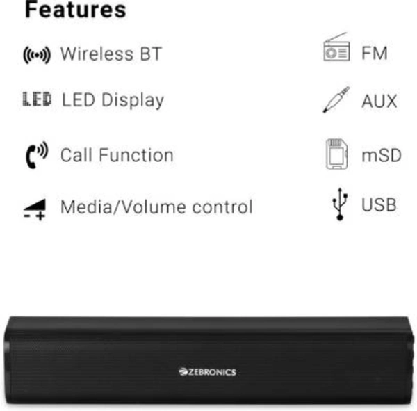 Zebronics Zeb-Vita Plus 16 W Bluetooth Laptop/Desktop Speaker  (Black, Stereo Channel) - 31.3 cm x 6.2 cm x 6.5 cm, Black, Blue, Red, Grey