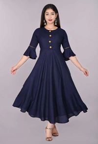 Pearl India Women Solid Rayon Anarkali Kurta - Green, XS S M L XL XXL 3XL 4XL