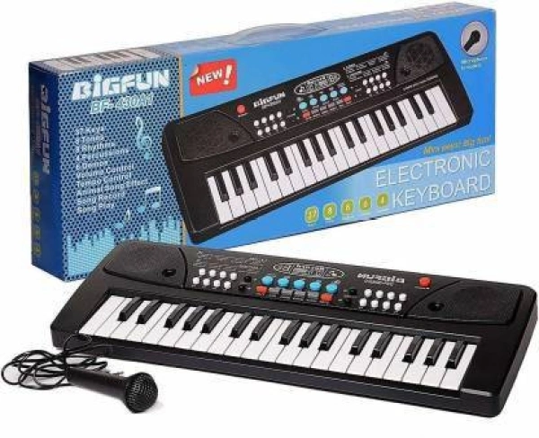 Electronic Musical Keyboard Without Mic for Kids - 37 Keys, Black