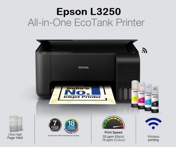 Epson EcoTank L3250 A4 Wi-Fi All-in-One Ink Tank Printer Ink - L3250, Black