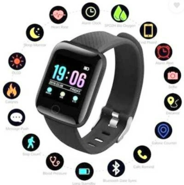 ID116plus bluetooth smart wristband Smartwatch - Black, Free Size