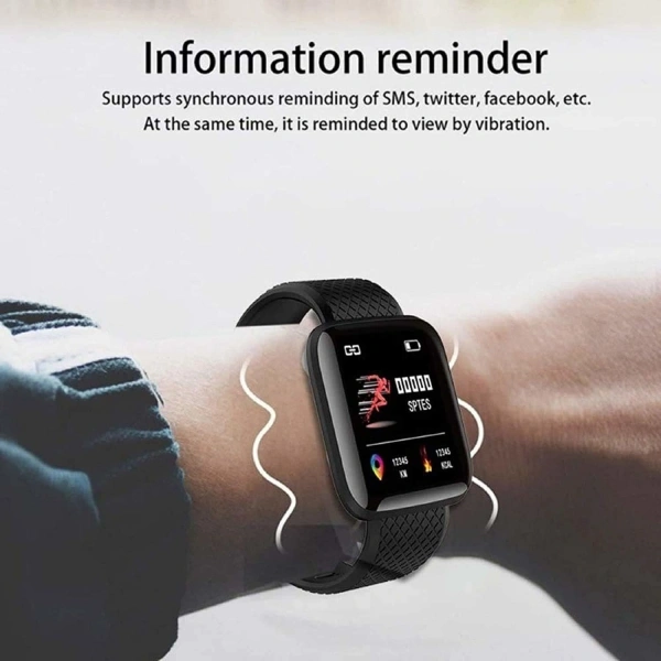 ID116plus bluetooth smart wristband Smartwatch - Black, Free Size