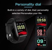 ID116plus bluetooth smart wristband Smartwatch - Black, Free Size