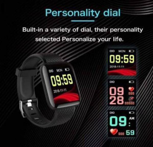 ID116plus bluetooth smart wristband Smartwatch - Black, Free Size