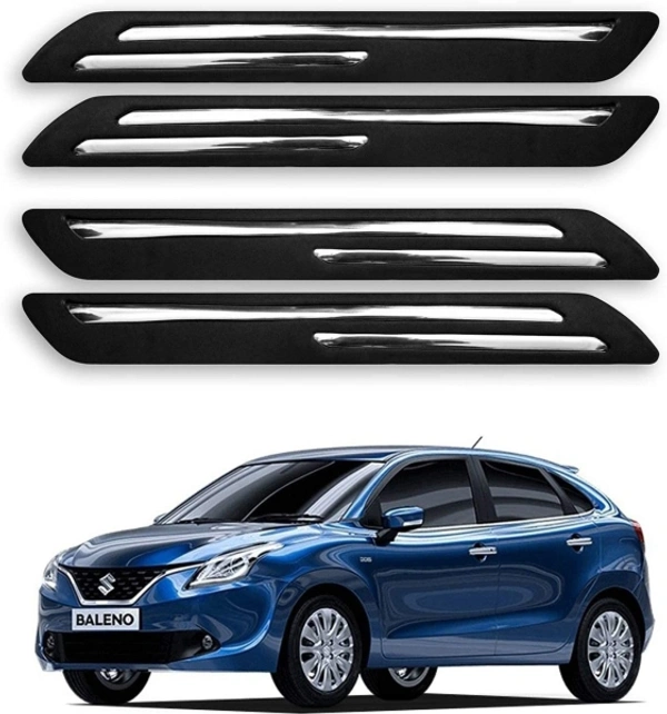 Car Bumper Protector Guard with Rust Proof Double Chromium Strip - Black