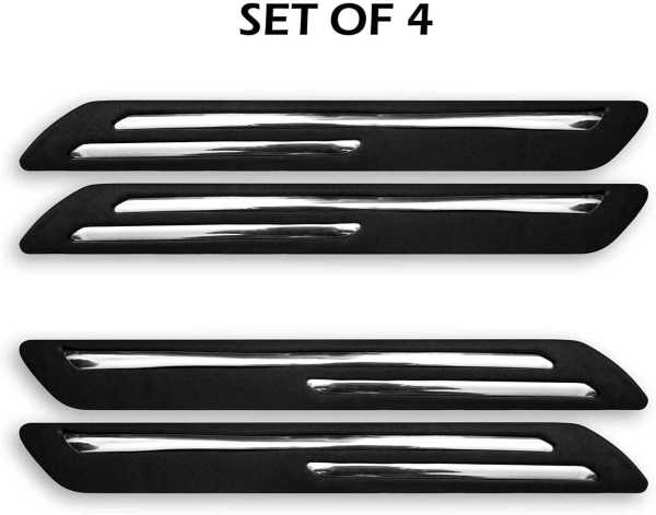 Car Bumper Protector Guard with Rust Proof Double Chromium Strip - Black