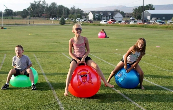 Jumping Hopping Hopper Hop Bouncy Ball with Grip Handle for Kids - Multicolour