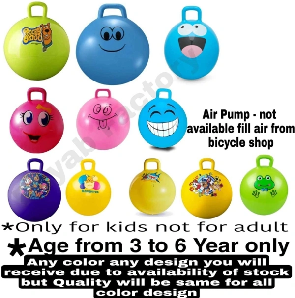 Jumping Hopping Hopper Hop Bouncy Ball with Grip Handle for Kids - Multicolour