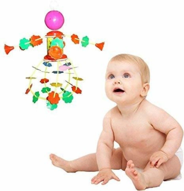 Plastic Musical Merry Go Round Jhoomer Toy with Soothing Sound for Kids - Multicolour