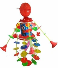 Plastic Musical Merry Go Round Jhoomer Toy with Soothing Sound for Kids - Multicolour