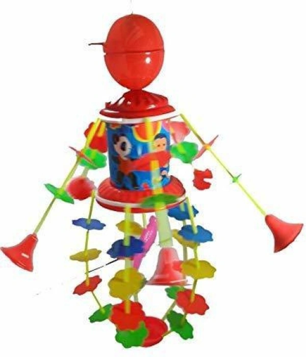 Plastic Musical Merry Go Round Jhoomer Toy with Soothing Sound for Kids - Multicolour