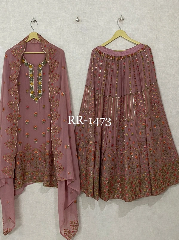 Pure Georgette Kurta Set  - Semi Stiched 