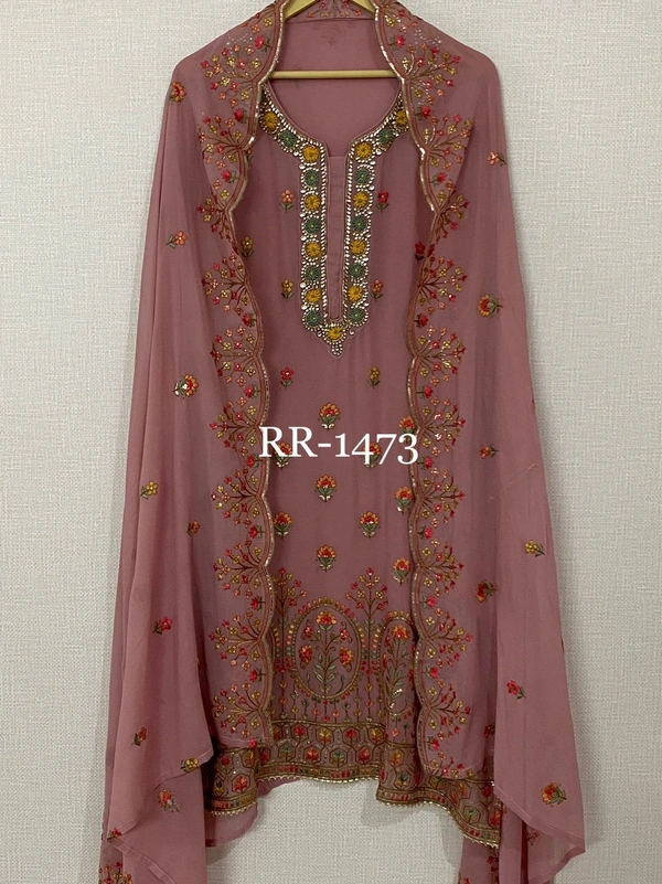 Pure Georgette Kurta Set  - Semi Stiched 