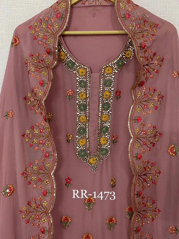 Pure Georgette Kurta Set  - Semi Stiched 