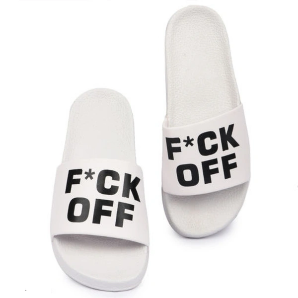 Fcuk Off Sliders - 8, white