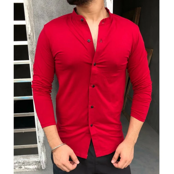 Zara Man Lycra Full Sleeve Shirt - Red