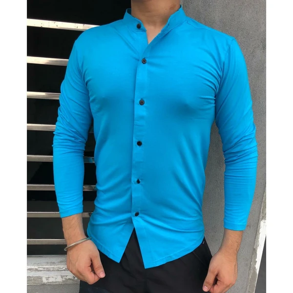 Zara Man Lycra Full Sleeve Shirt - Sky Blue