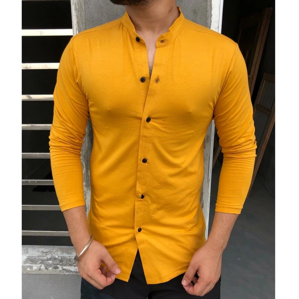 Zara Man Lycra Full Sleeve Shirt - Yellow