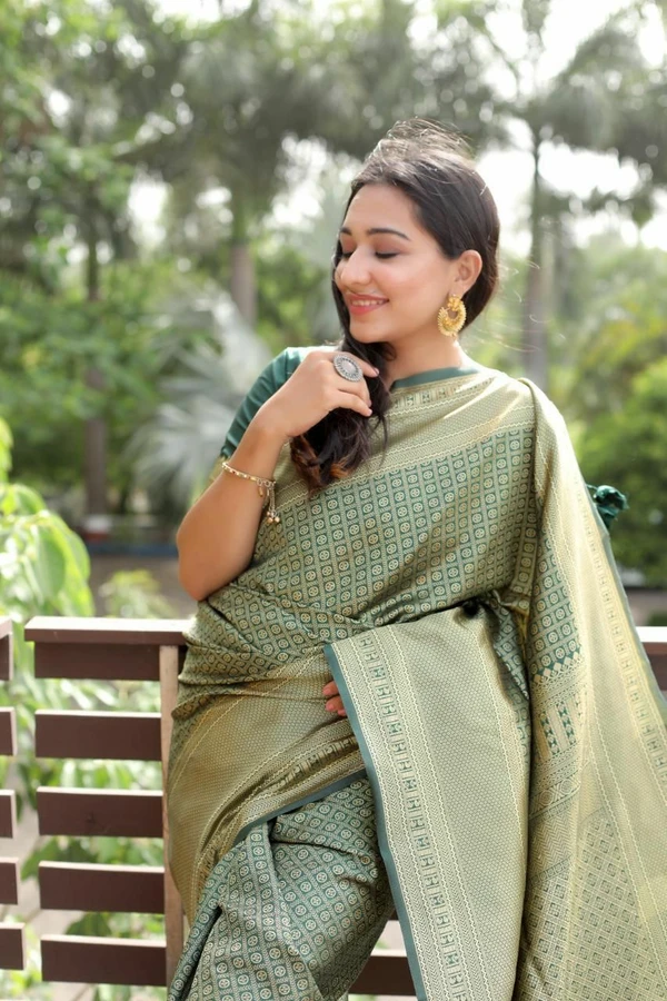 Bottel Green Kanjivaram Silk Saree