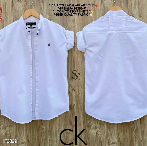 CK BAN COLLAR COTTON SHIRT - L-40