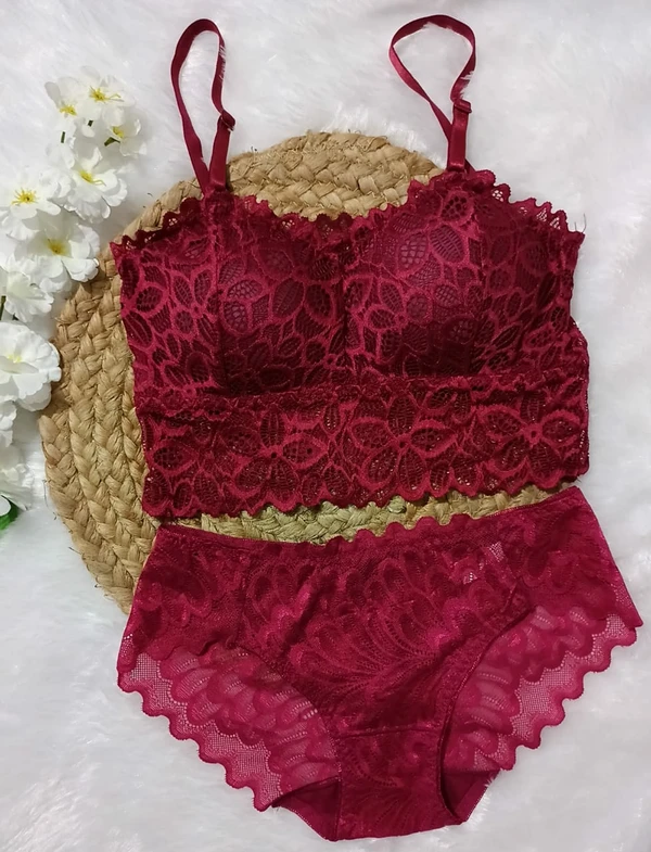 BRA & PANTY SET - Maroon