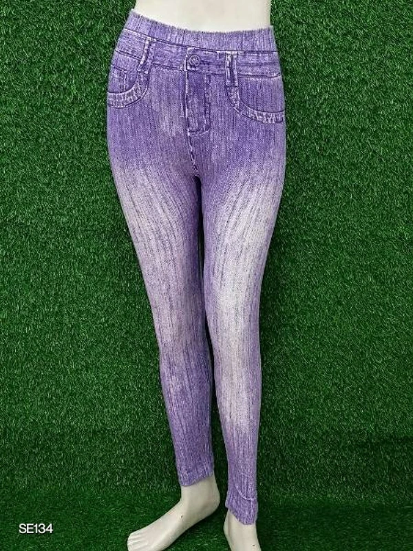 Stylish Denim Washed Look A Like Jeggings - XS