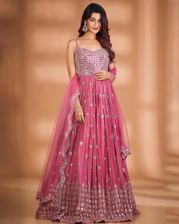 Georgette Gown With Dupatta