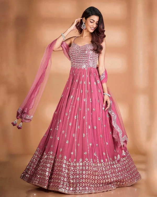 Georgette Gown With Dupatta