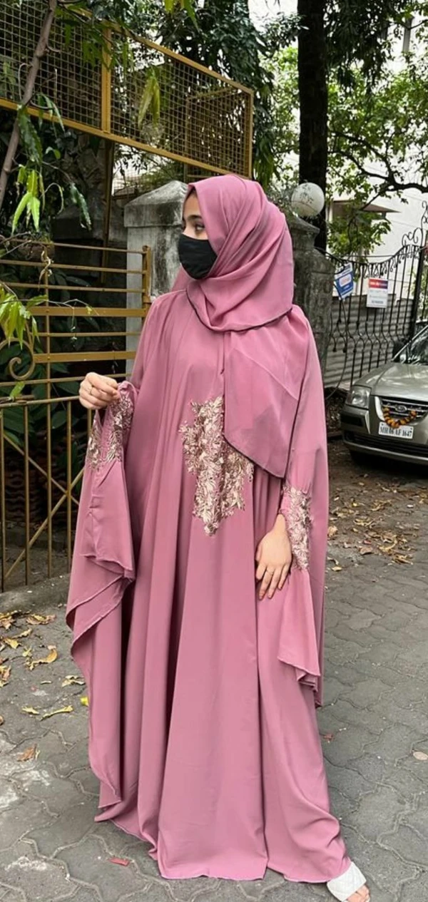 Irani Golden Bota Abaya - Pink