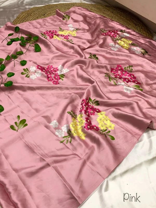 Japan Satin Saree - Pink