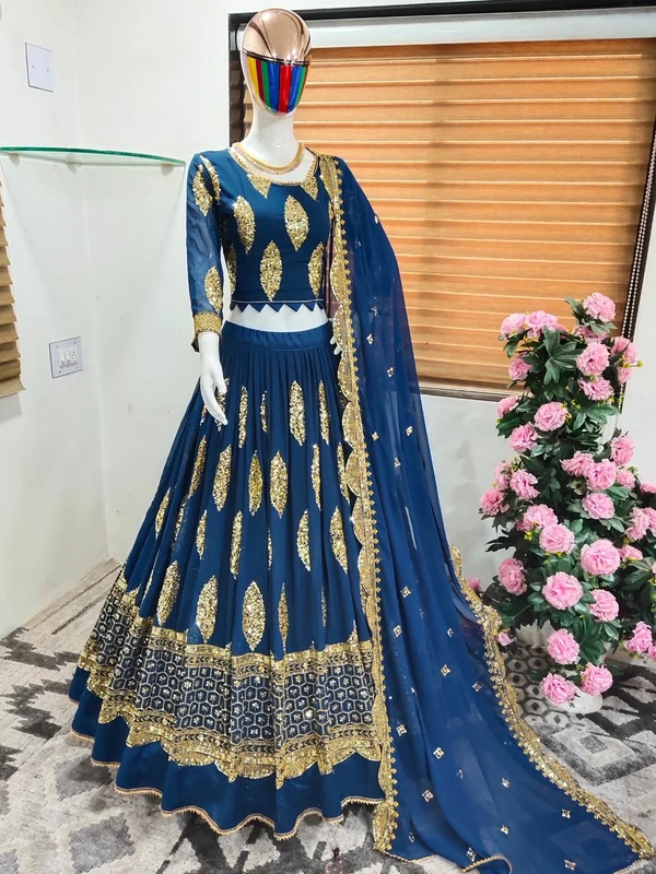 Faux Georgette Lehenga Choli - Yellow